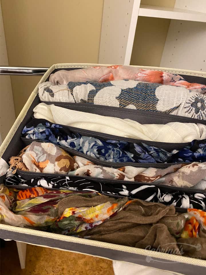 Organize scarves in the drawer organizer instead of bras