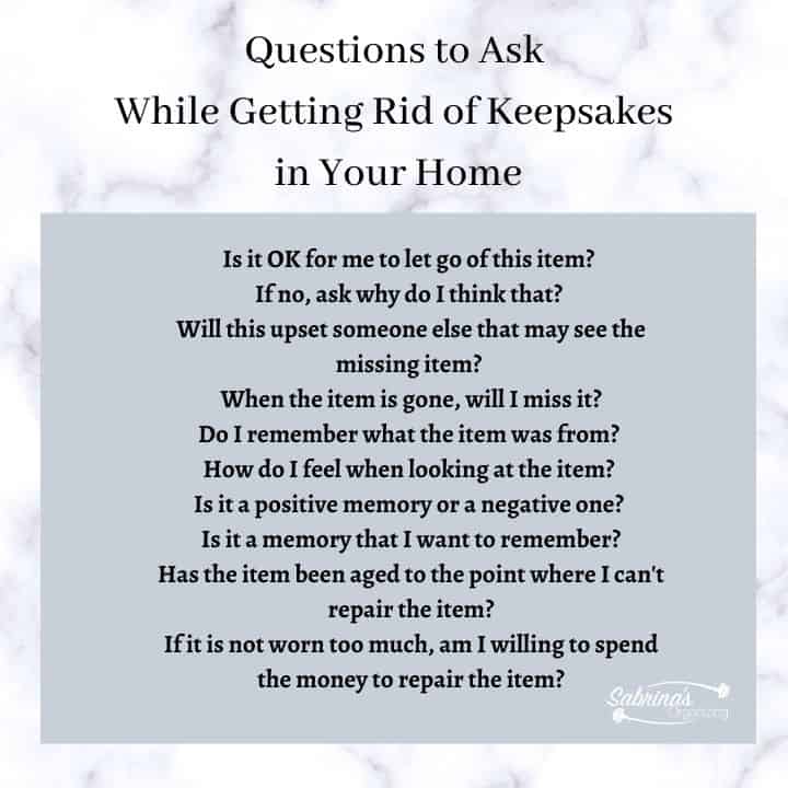 Questions to ask while getting rid of keepsakes in your home square image