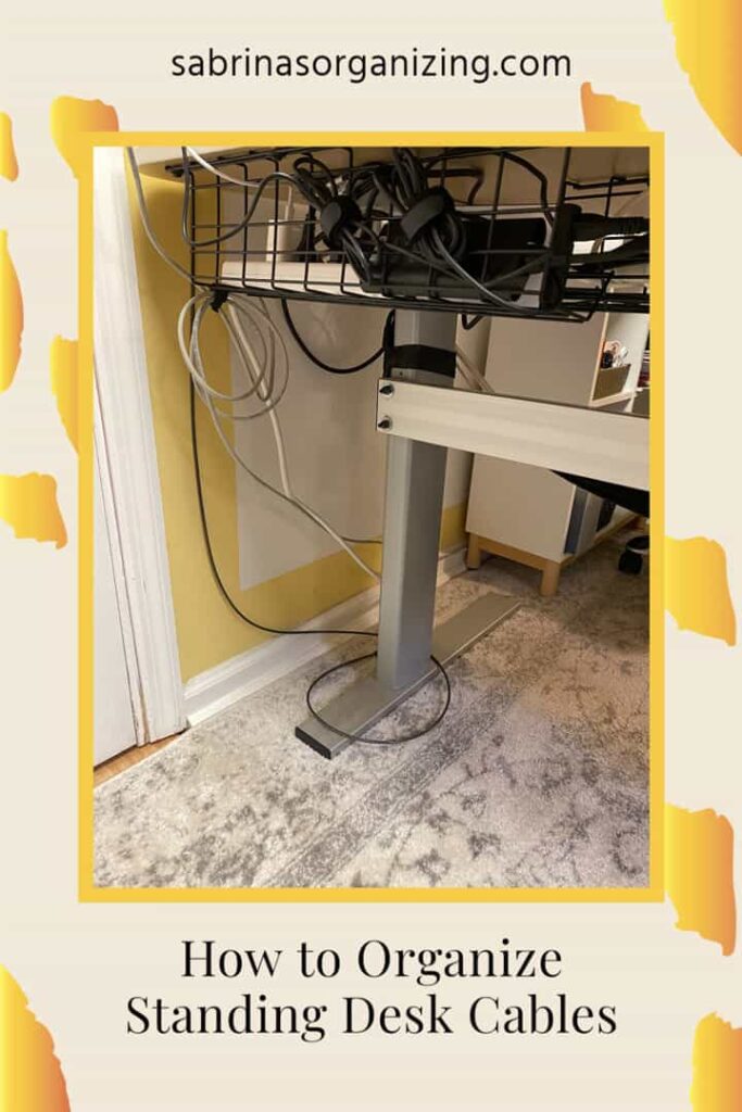 How to organize standing desk cables after picture with title