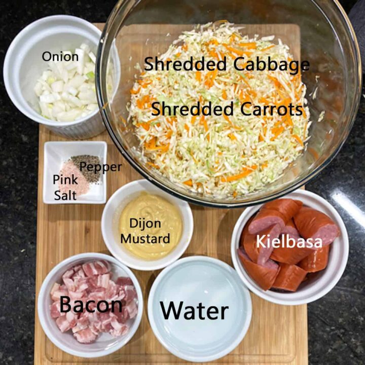 Ingredients for Kielbasa cabbage and carrot recipe