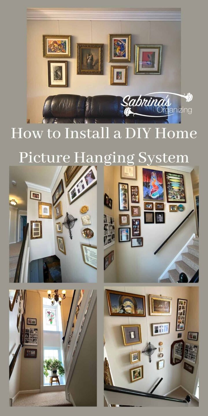 After long image How to Install a DIY Home Picture Hanging System of staircase and living room