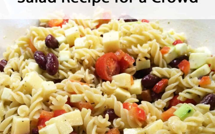 Quick and Easy Pasta Salad Recipe for a crowd - square image