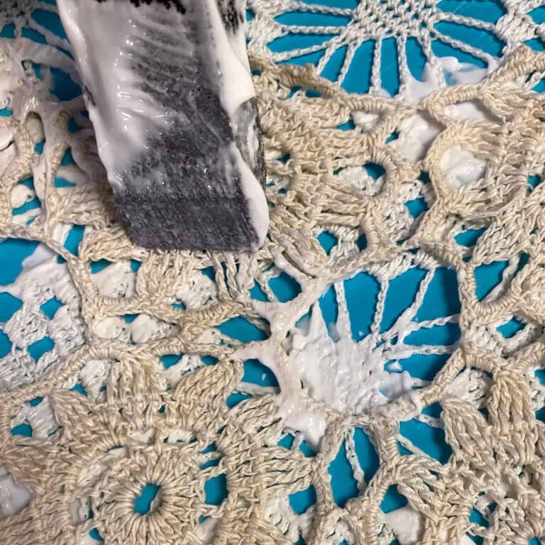 How to Repurpose Crochet Doily to Make Doily Wall Art Sabrinas Organizing