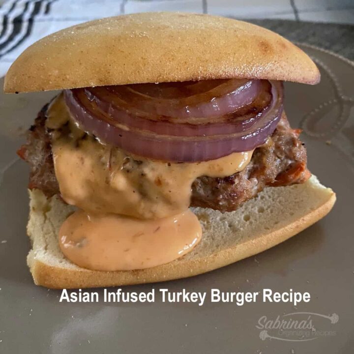 Asian Infused Turkey Burger Recipe with title square image