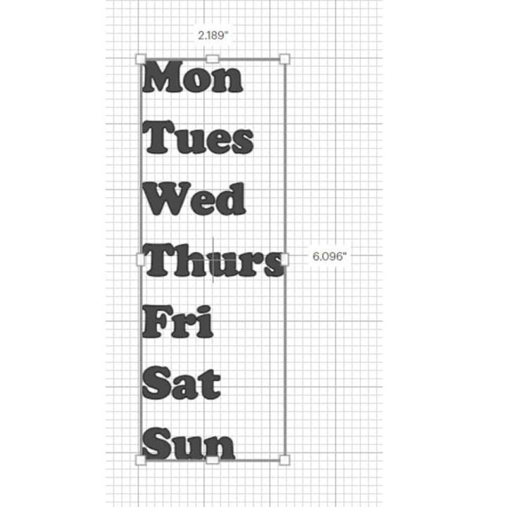 Cricut days of the week words