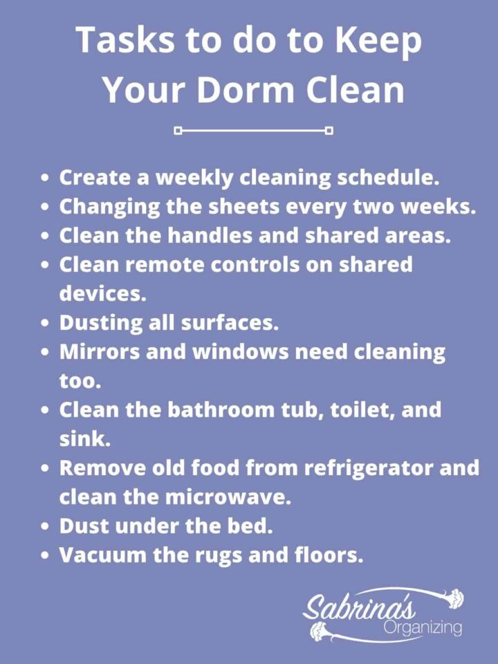 Tasks to do to keep your dorm room clean list