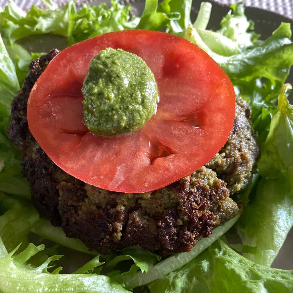 Pesto Beef Burger Recipe square image