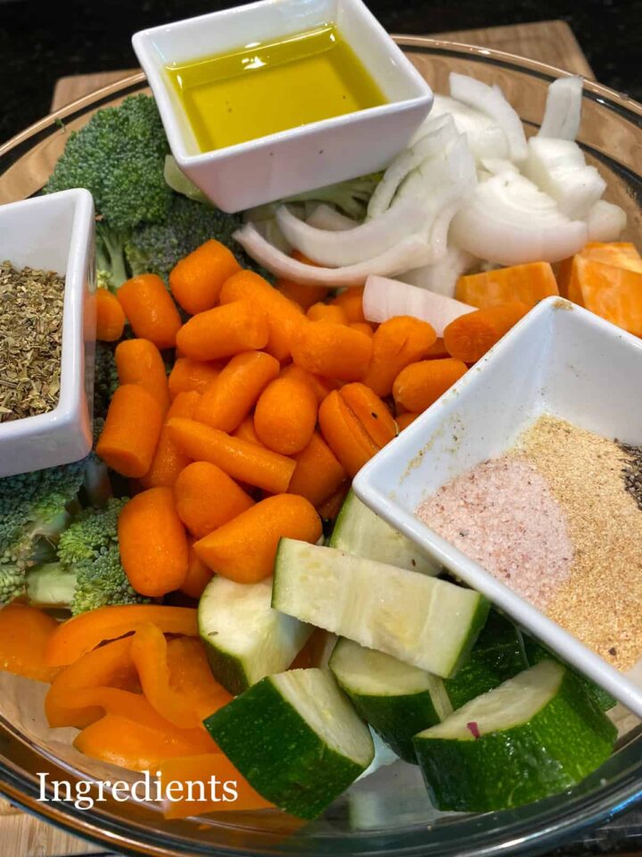 Roasted vegetables ingredients in a bowl 1200x1600