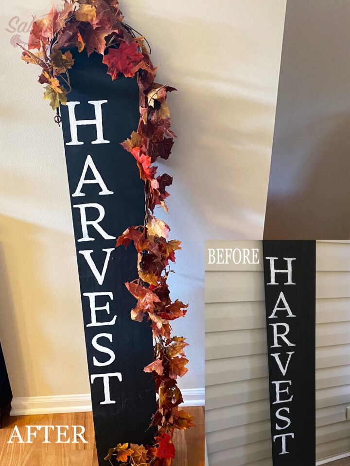How to update a porch harvest sign before and after photo