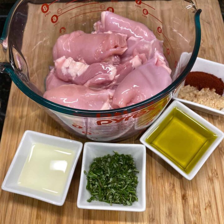 ingredients to make this grilled rosemary garlic lemon chicken thigh recipe