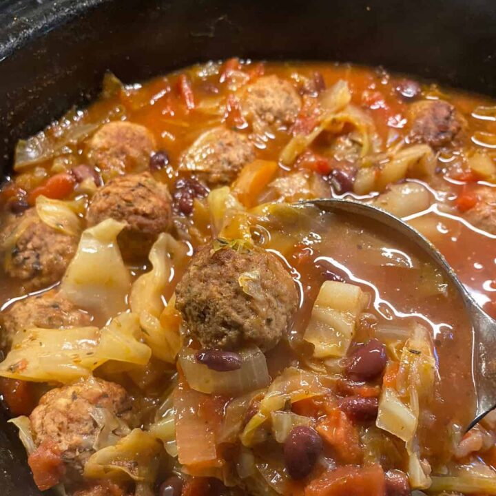 Vegetable Cabbage Bean Soup Recipe with Meatballs square image