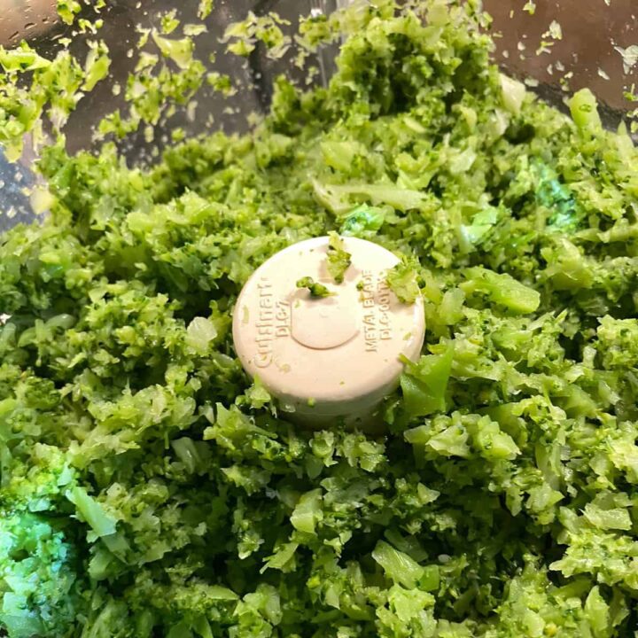 Use the food processor breakdown the defrosted broccoli pieces