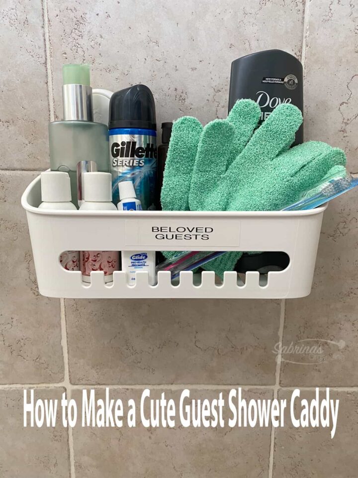 How to Make a Cute Guest Shower Caddy with title on image - featured image
