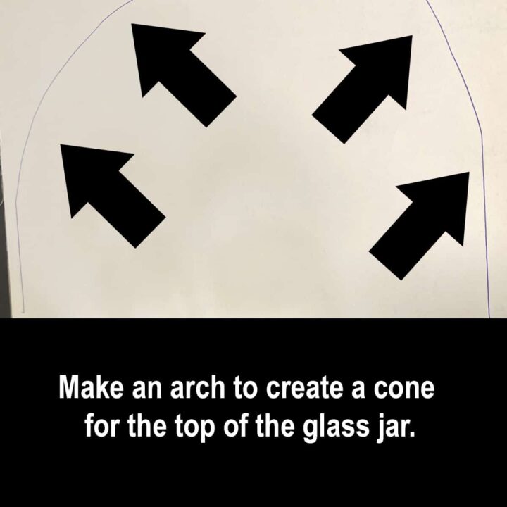 Create an arch to make the cone on a piece of card stock