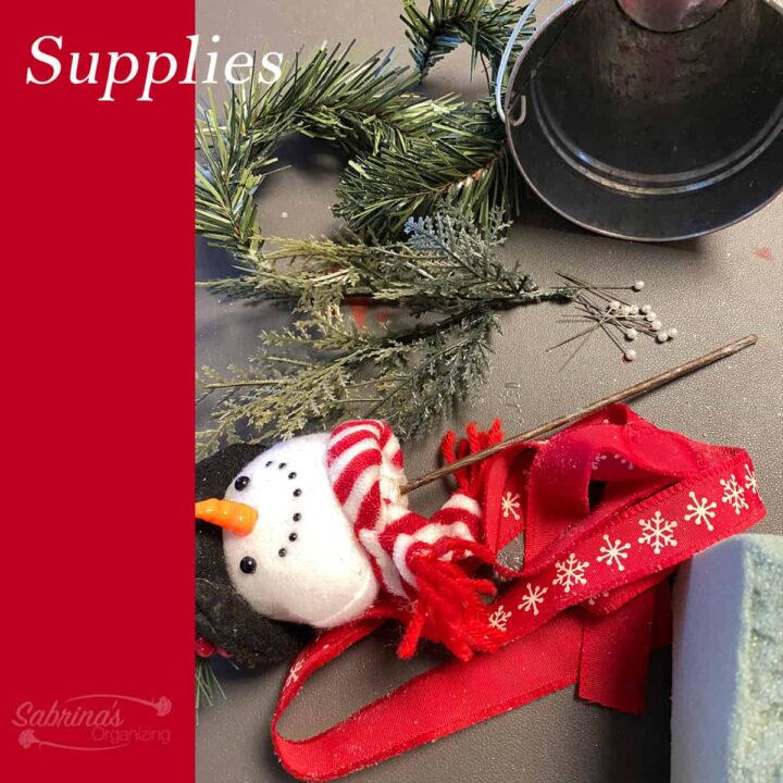 Supplies needed to make the snowman bucket