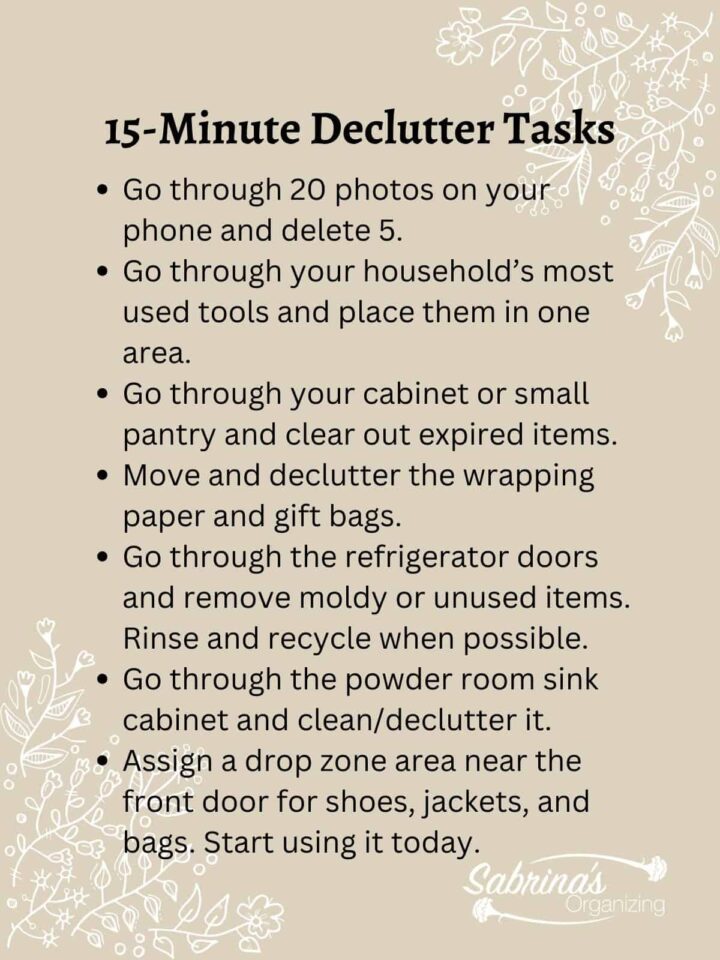 15 Minute Declutter Tasks Week 3 List