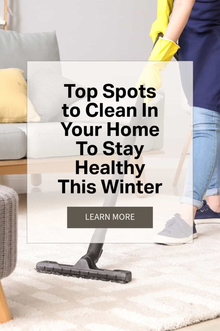 title in the center - back ground has a person vacuuming the carpet - and a learn more button - pinterest image