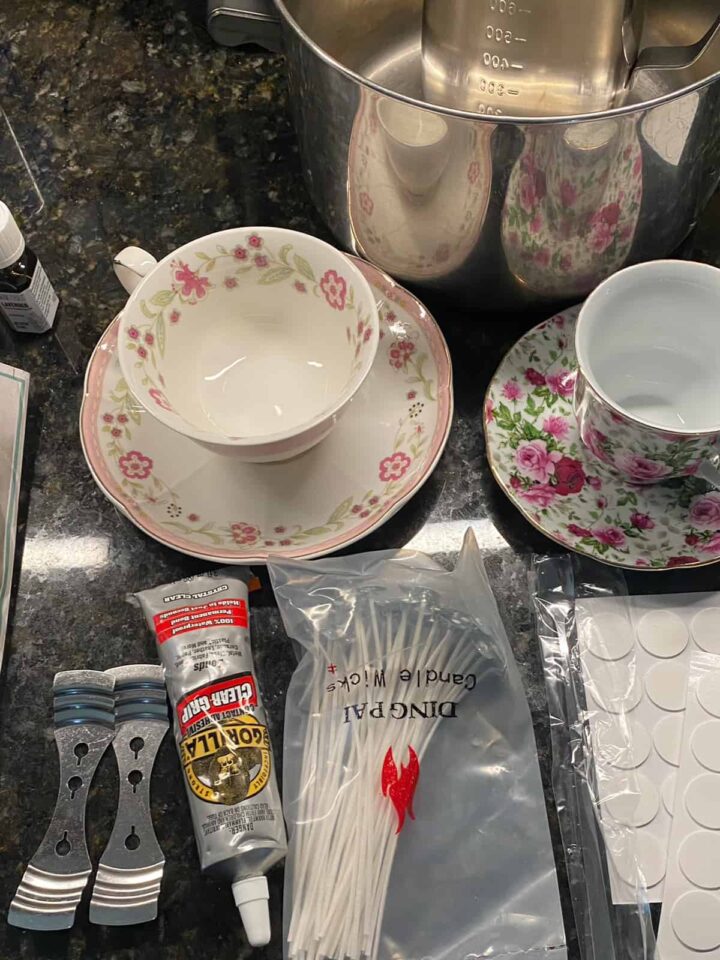 DIY Teacup Candle Project Supplies