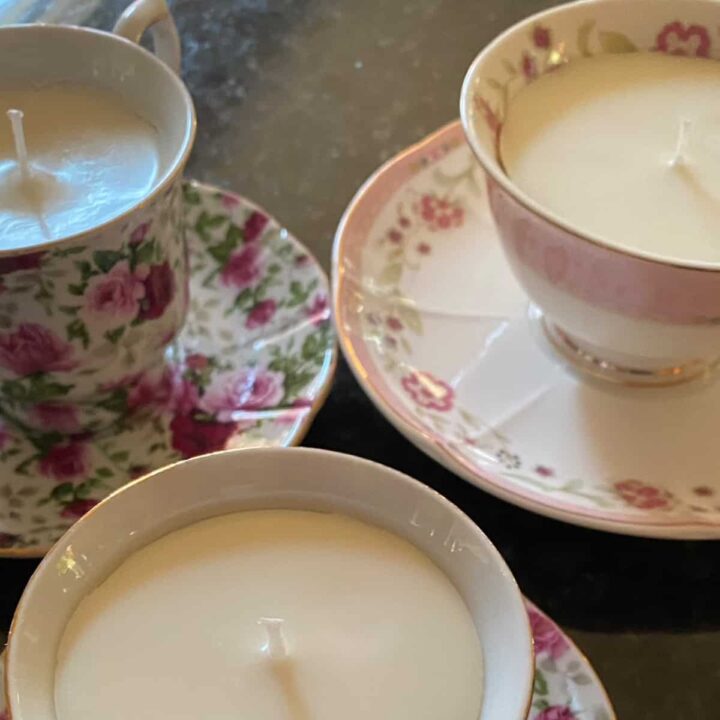 Three teacup candles - square image