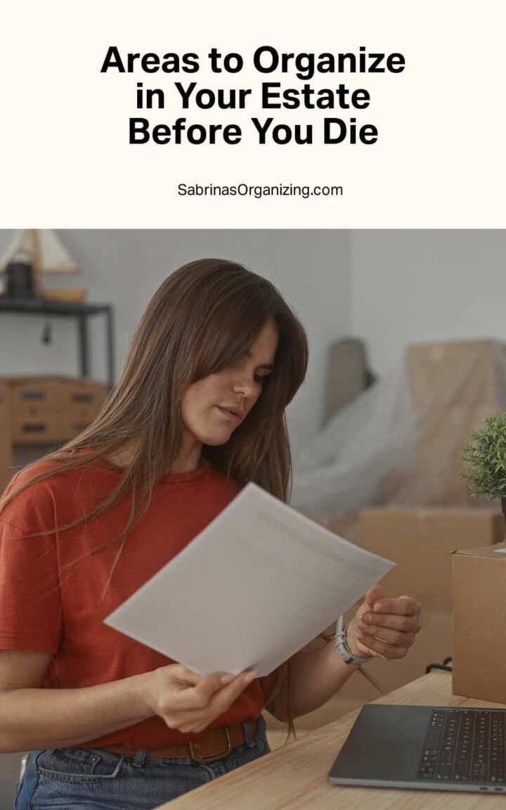A person looking at a piece of paper - title in the top center - pinterest size image