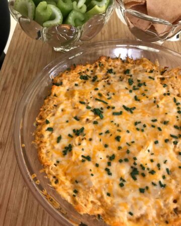 Buffalo Chicken Dip Recipe - keto friendly with celery featured image