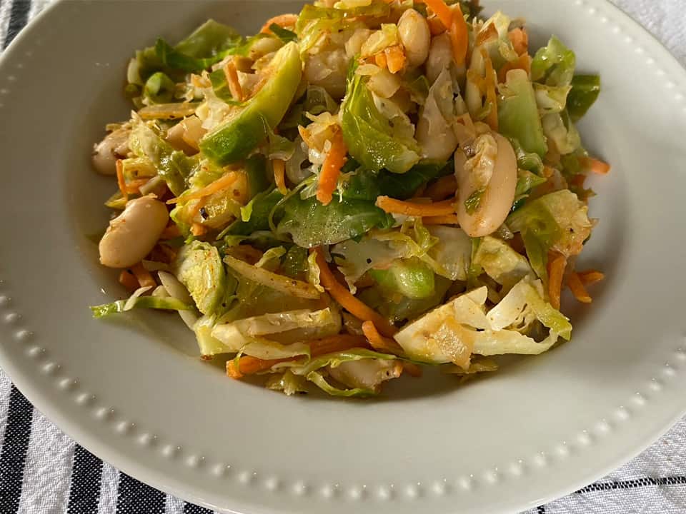 Sauteed Brussel Sprouts and Carrots Warm Salad recipe - 4x3 size