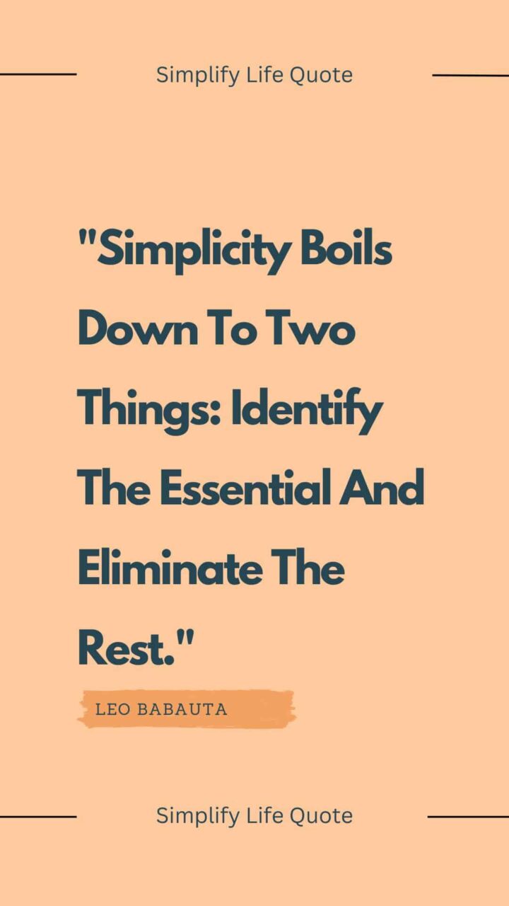 "Simplicity Boils Down To Two Things: Identify The Essential And Eliminate The Rest." by Leo Babauta