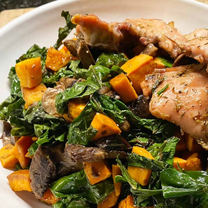 Chicken Thigh Swiss chard in a bowl square image