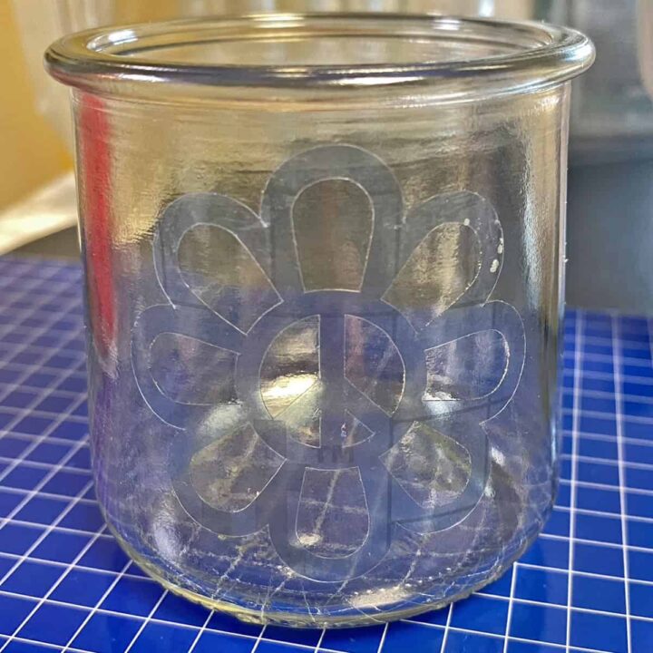 Jar with stencil on it