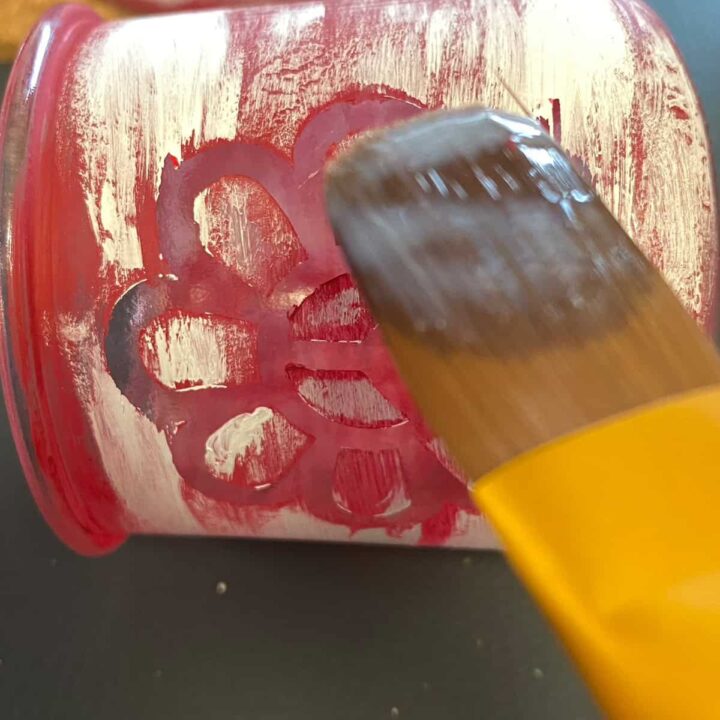 Paint the varnish on jar to protect acrylic paint