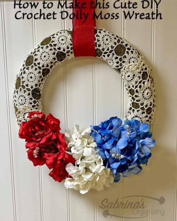 How to Make this Cute DIY Crochet Doily Moss Wreath - with title