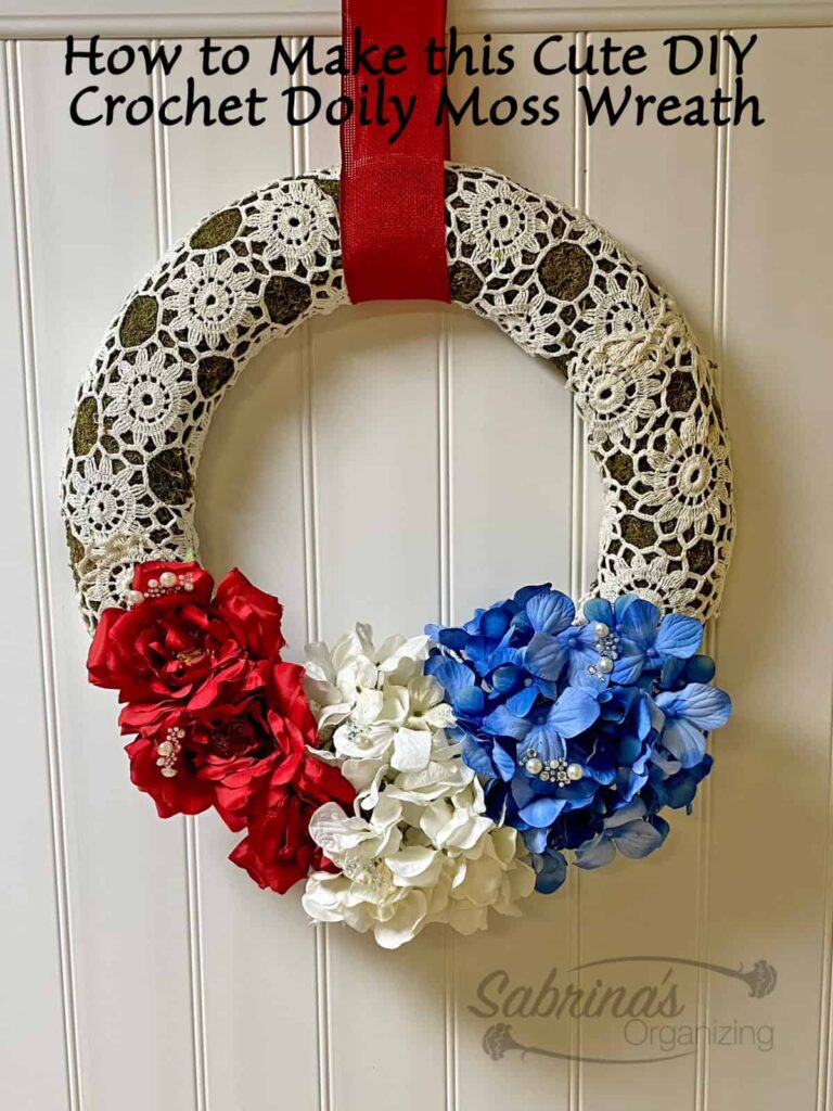 How to Make this Cute DIY Crochet Doily Moss Wreath - with title