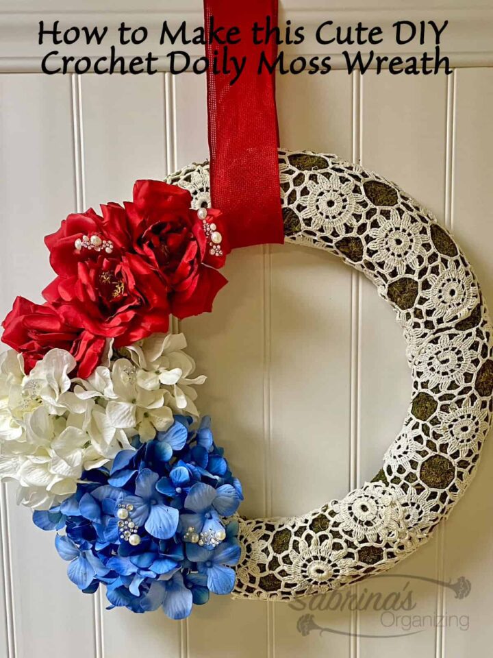 How to Make this Cute DIY Crochet Doily Moss Wreath - with title image 2