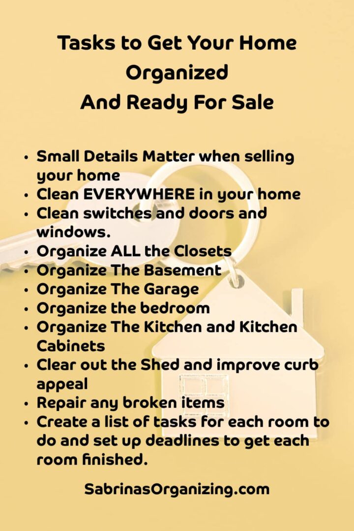 List of all the areas to organize in this list with the title at the top pinterest size image