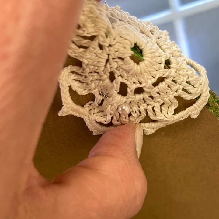 pin crochet to back of wreath