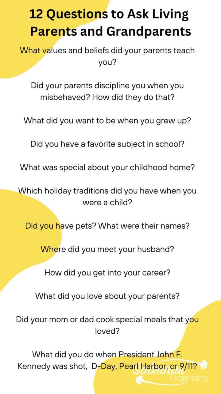 Questions to Ask Living Parents and Grandparents List 