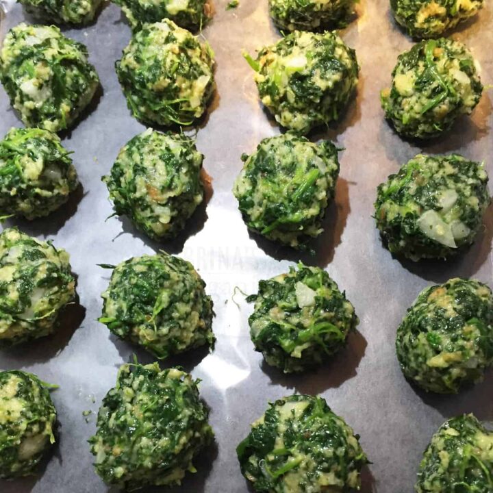 Spinach Balls on Cookie Sheet square image