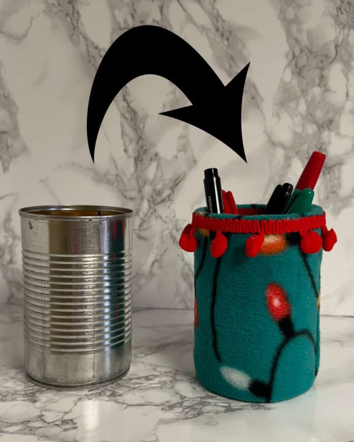 How to Turn a Soup Can into a Cute Christmas Pen Holder