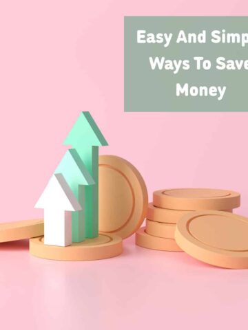 money coins pink background, arrows point up and name of post at the top right corner