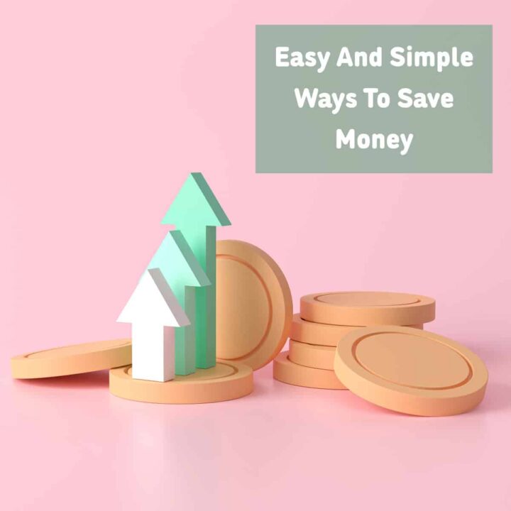 money coins pink background, arrows point up and name of post at the top right corner