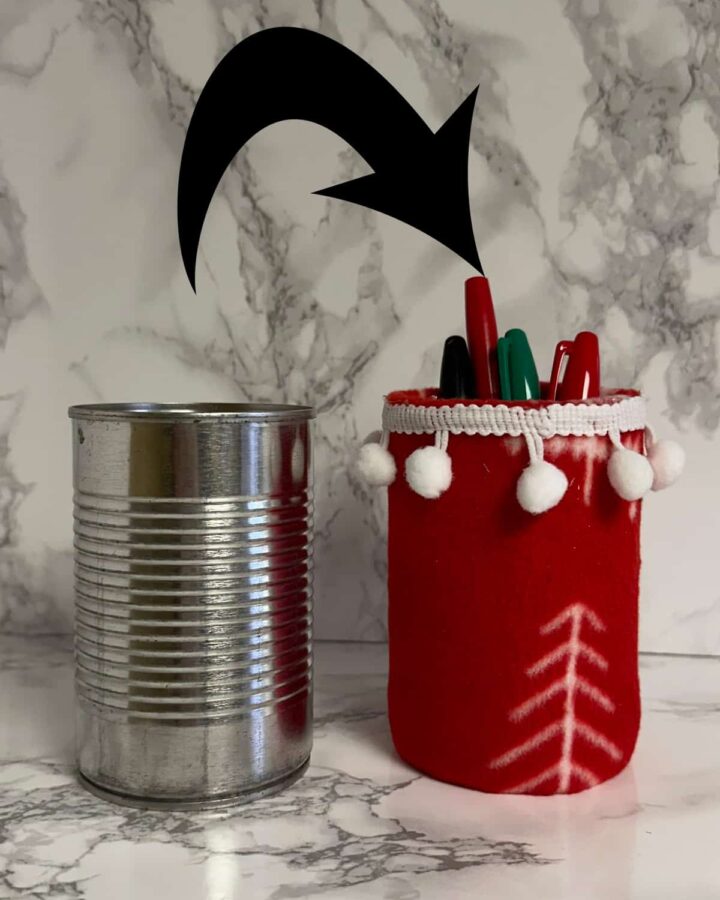 How to Turn a Soup Can into a Cute Christmas Pen Holder