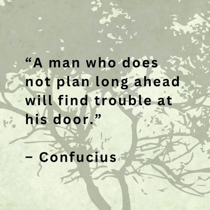a man who does not plan quote by Confucius - tree in the background and quote on top.