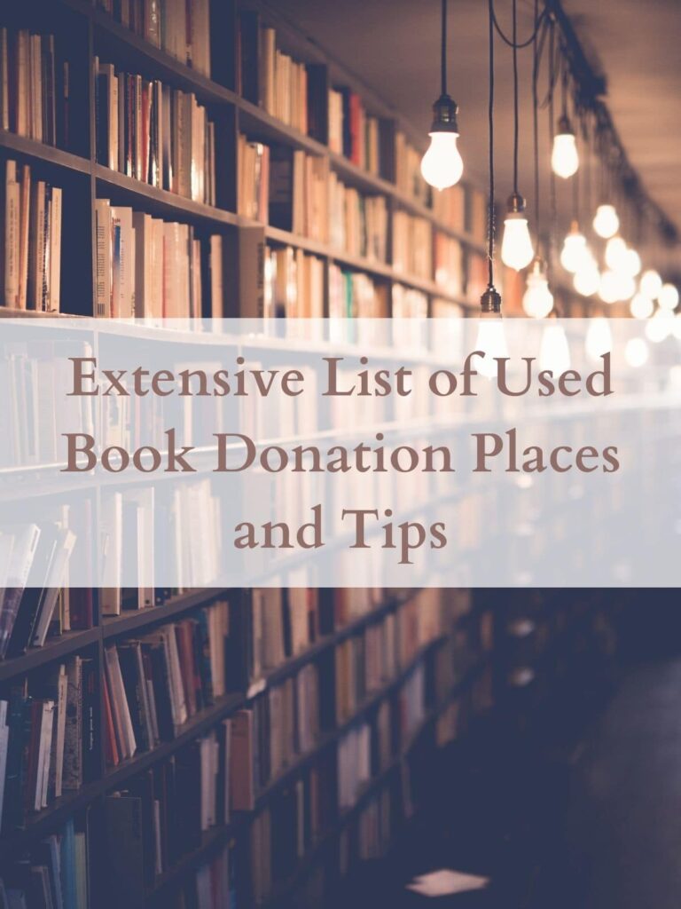 Extensive List of Used Book Donation Places and Tips - bookshelves with books on them - featured image