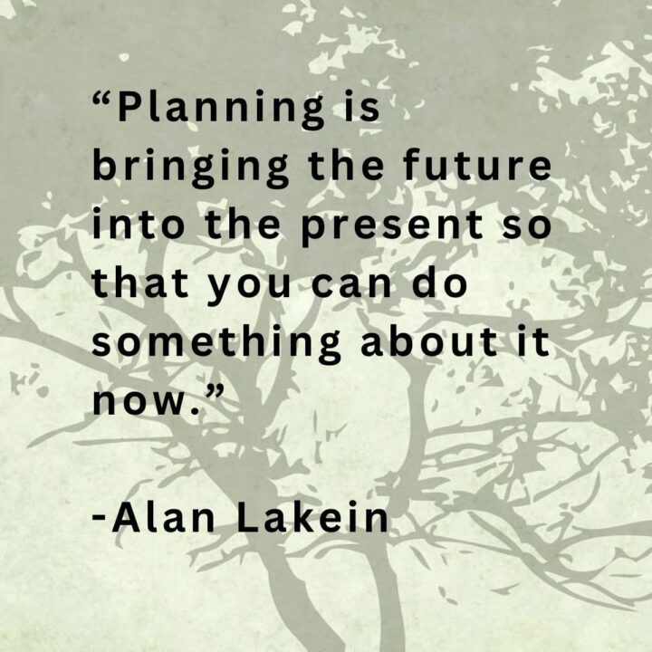 Planning quote by Alan Lakein with tree in background