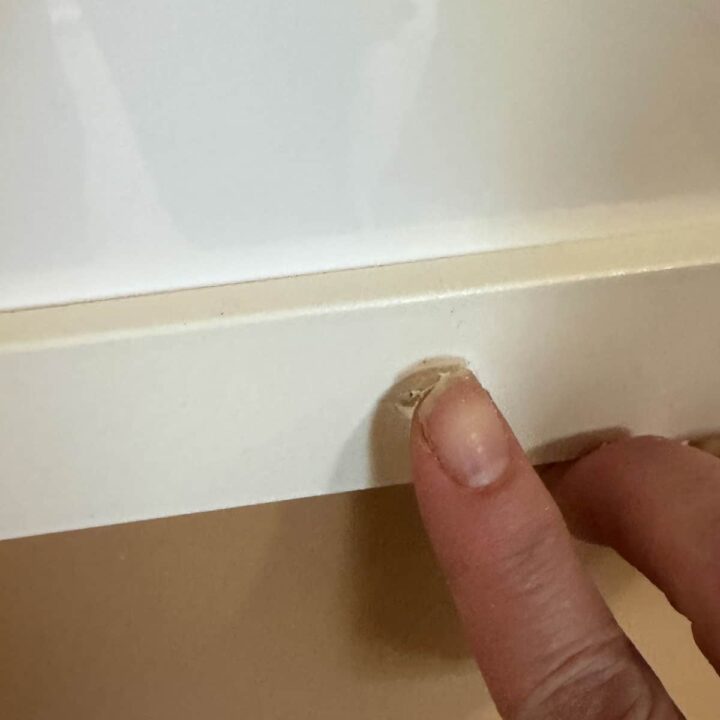 Add caulk to all the nail holes on the moulding