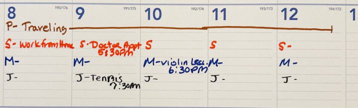 Color Markers for appointments in the family calendar