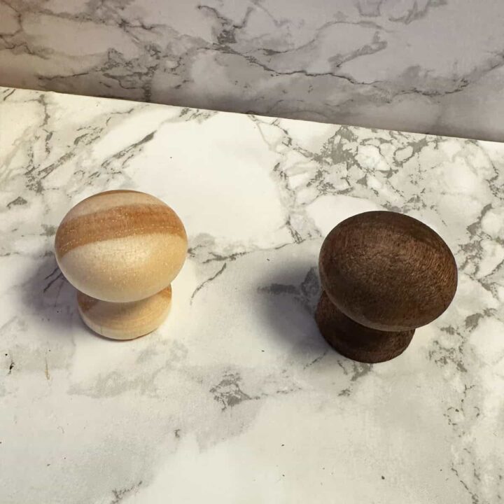 Knob before and after the stain