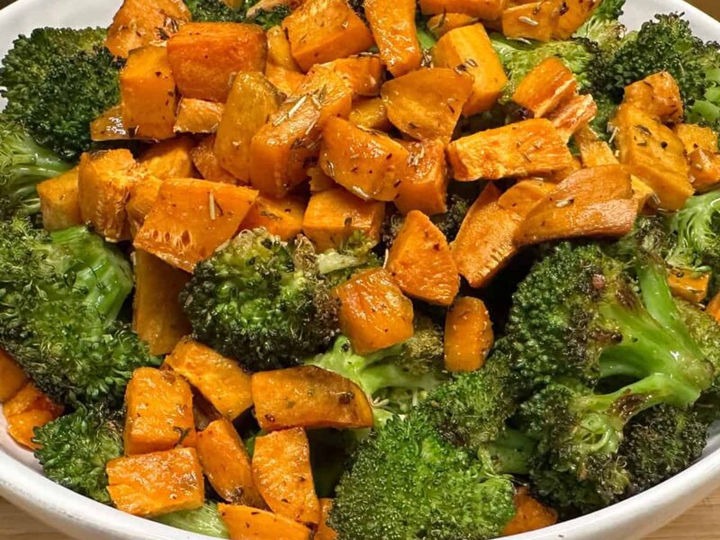 Roasted Broccoli and Sweet Potato Recipe no title