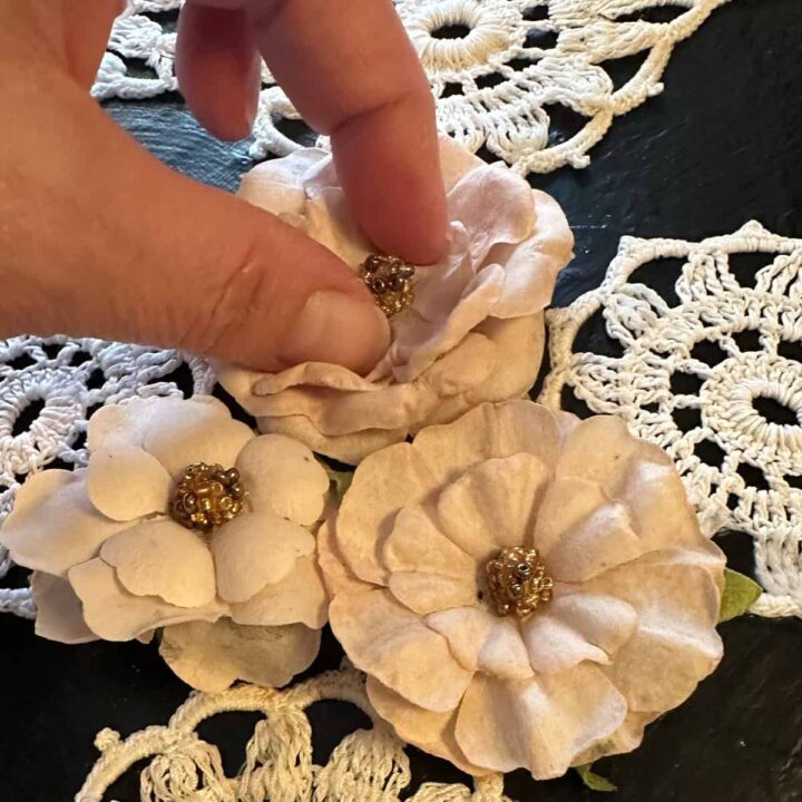 Add fabric flat flowers to the center