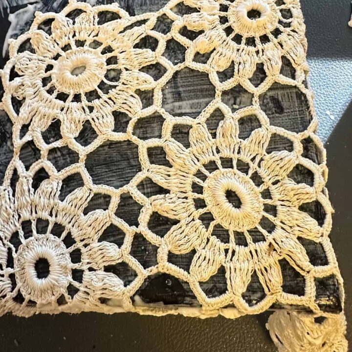 Glue Doily to bottom right corner